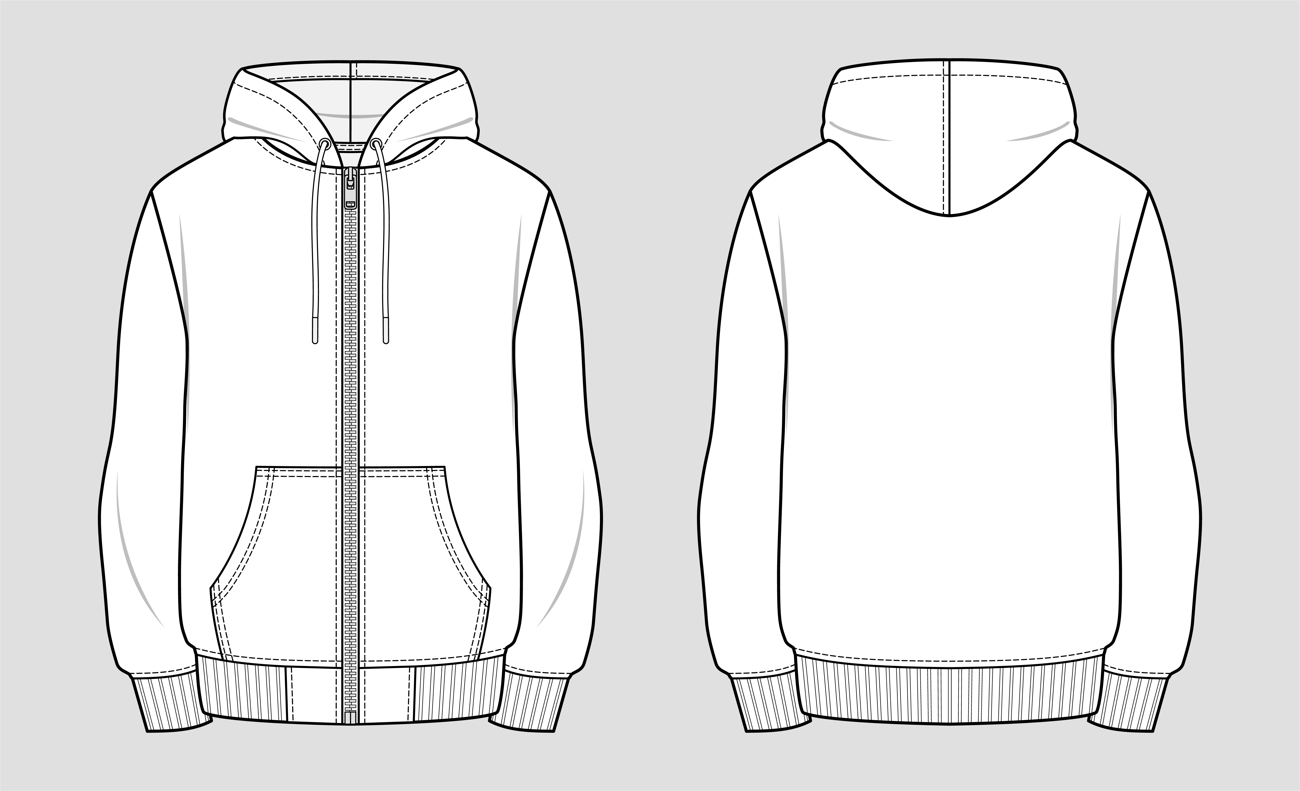 Hoodie technical sketch